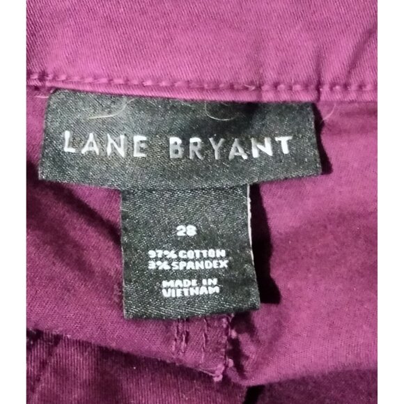 Lane Bryant Womens Plus Size 28 Plum Belted Cotton Shorts With Pockets - Picture 5 of 5